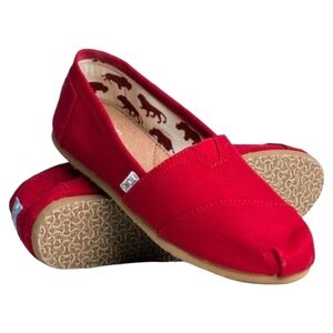 TOMS Alpargata Red Heritage Canvas Shoe Size 7